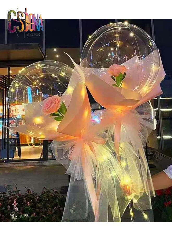 LED Light Bobo Balloon with Artificial  Rose