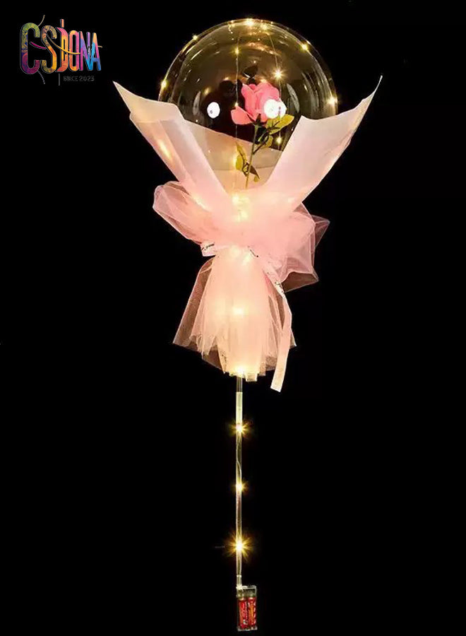 LED Light Bobo Balloon with Artificial  Rose